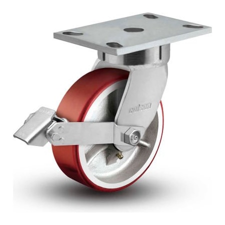 Colson 6 Series Swivel Plate Caster Polyurethane With Brake 8 Dia. 1500 Lb 6.08289.949.7 BRK1